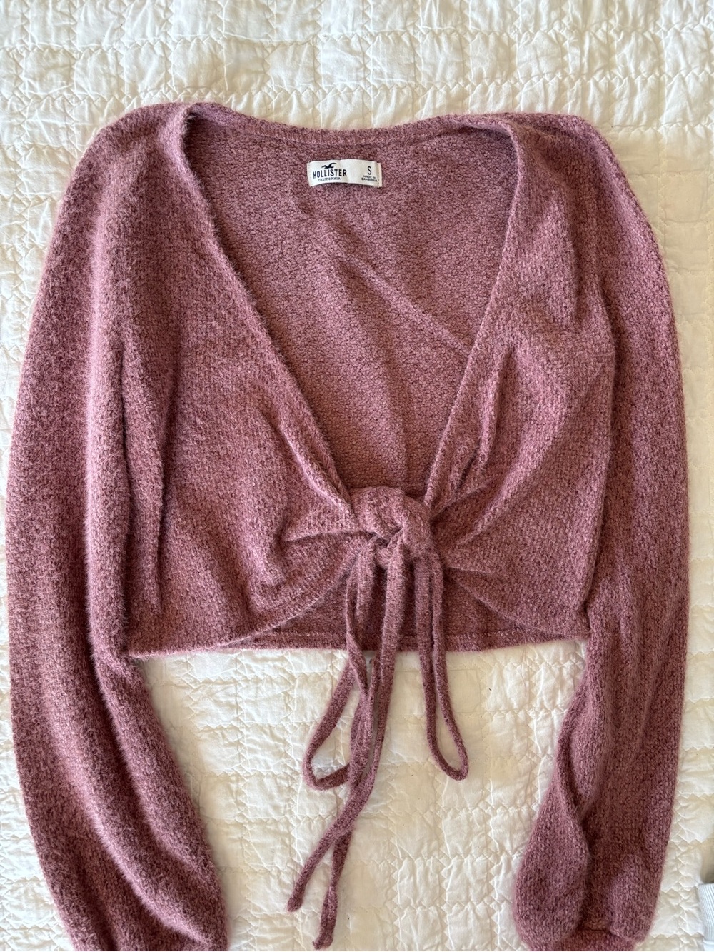 Hollister Dusty Rose Tie-Front V-Neck Sweater